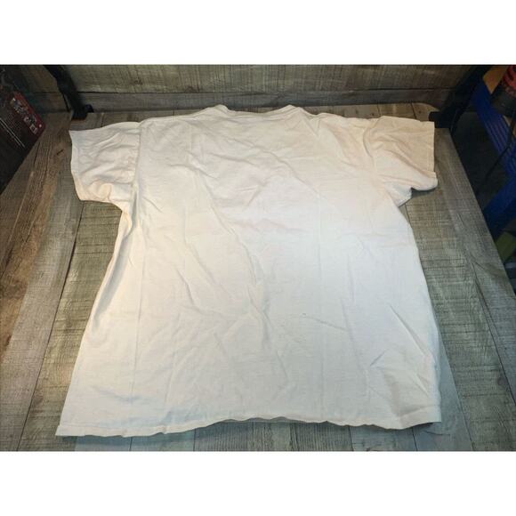 VINTAGE 1980s DUCK “SH*T HAPPENS” TOPHALF SINGLE STITCH POCKET T-SHIRT (Size:XL) - Picture 6 of 6